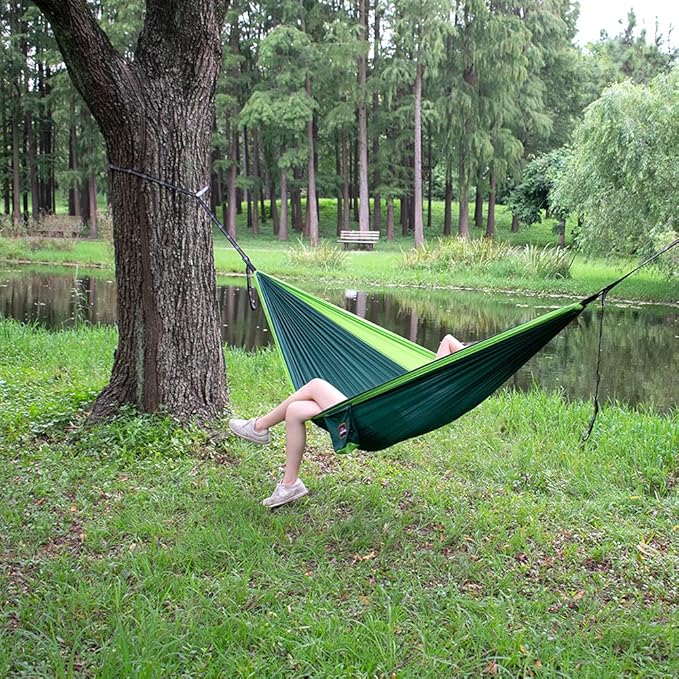AnorTrek Camping Hammock, Super Lightweight Portable Parachute Hammock with Two Tree Straps Single or Double Nylon Travel Tree Hammocks for Camping Backpacking Hiking
