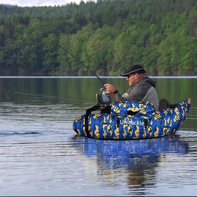 Inflatable Float Tube, with Paddles, Fish Ruler, Air Pump, Adjustable Shoulder Straps, Weight Capacity of 286 pounds, Suitable for Adults Fishing in Rivers and Lakes
