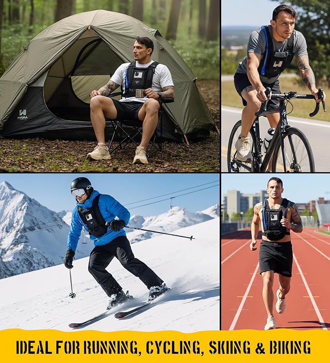 Elite Hydra Running Chest Pack w/ Gun Holster, Phone Holder Touch Friendly, Camera Pocket for Men/Women Lightweight Hydration Vest Chest Rig w/ Water Bladder for Marathon, Cycling, ADV Camping, Skiing