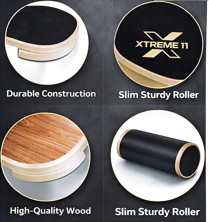 Wooden Balance Board Trainer for Adults – Core Strength & Stability Trainer for Surf, Skateboard & Snowboard Training – Non-Slip Balance Board for Home Gym Fitness