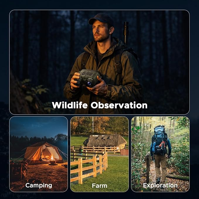 Night Vision Binoculars - 112MP 4K Night Vision Goggles, 5000mAh Battery & 64GB Card, 1500FT Range, Tactical Flashlight for Wildlife Hunting, Camping, Outdoor Adventure, Security Surveillance