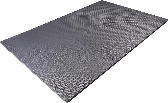 BalanceFrom Puzzle Exercise Mat 1" Thick, EVA Interlocking Foam Floor Tiles for Home Gym, Mat for Home Workout Equipment, Floor Padding for Kids, Gray, 24 in x 24 in x 1 in, 24 Sq Ft - 6 Tiles