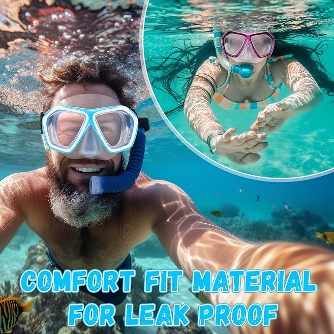Fabbay 6 Pcs Adult Youth Swim Goggles with Nose Cover Elastic Strap Anti Fog Waterproof Snorkel Wide View Diving Swim Mask