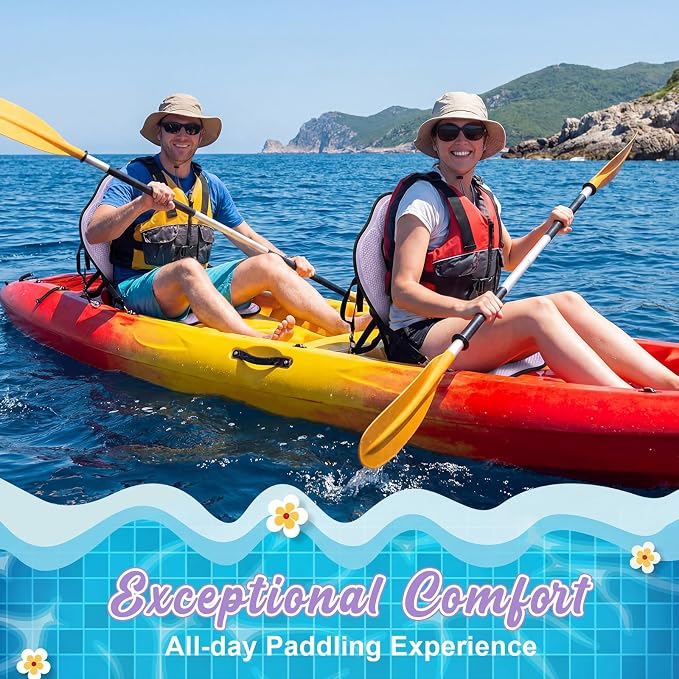 Vinsot Kayak Seat Cushion Universal Paddle Board Seat with Back Support Adjustable Non Slip Boat Chair Seats with 4 Straps and Storage Bag for Kayak Boat Sup Canoe