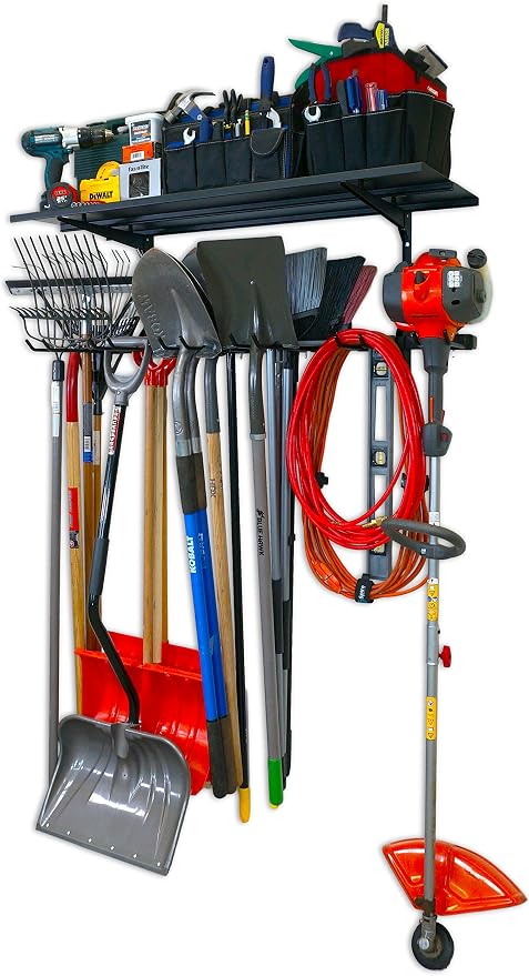 StoreYourBoard Tool Max Garage Storage Rack Shelf – Adjustable Wall Mount Garage Tool Organizer, Heavy Duty Steel Tool Rack with Shelf, Holds up to 300 lbs