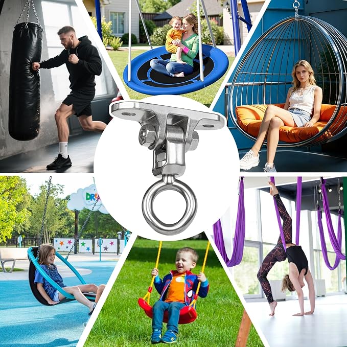 Swing Hanger Heavy Duty 360° +180° Smooth Rotation Swing Set Accessories 900Lb Capacity Playground Porch Swing Set Indoor Outdoor