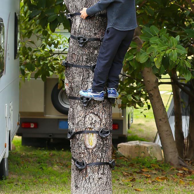 TOPNEW 18PCS Ninja Tree Climbing Holds and 6 Sturdy Ratchet Straps for Kids Tree Climbing, Large Climbing Rocks for Outdoor Ninja Warrior Obstacle Course Training