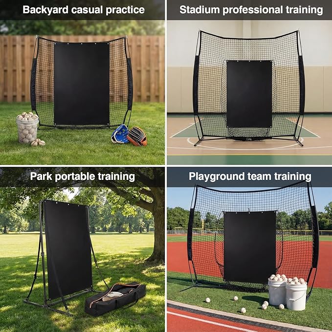 Batting Cage Backstop Heavy Duty Reinforced Baseball Batting Cage and Net Saver for Baseball Softball Hitting Pitching