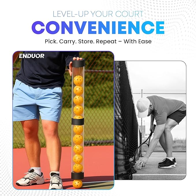 Collapsible Pickleball Pickup Tube for Pickleballs - Holds 17 Balls, Portable Pickleball Retriever Tool