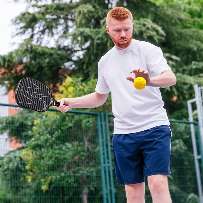 Pickleball Paddles Set of 4 - Pickle Ball Paddles Bundle with T700 Carbon Fiber Rackets, 4 Indoor & Outdoor Balls, Grip Tape, Carry Bag - 16mm Honeycomb Core - Premium Gift Set for Family