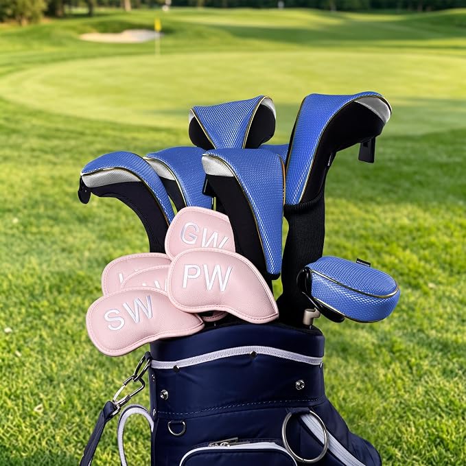 Andux 4Pcs/Set Long Neck Gold Golf Hybrids Club Head Covers with Dial No. Tag MT/HY15