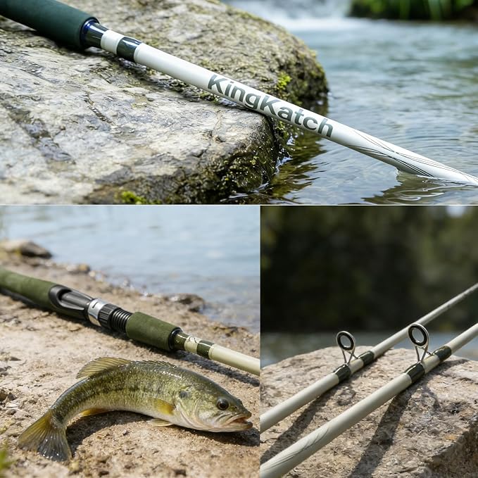 6’0” Medium Power Spinning Fishing Rod, Carbon-Fiberglass Composite Rod for Freshwater & Saltwater, Strong Yellow-Green Rod for Bass Trout Crappie, Affordable Great Gift for Fishing Lovers