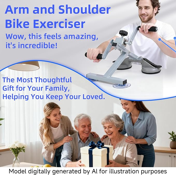 Arm Bike for Physical Therapy Table Top, Hand Bike Stroke Rehab Equipment, Portable Indoor Arm Cycle for Seniors, for Arm Shoulder Wrist(with A Finger Rehab Gloves, Extra Handle)