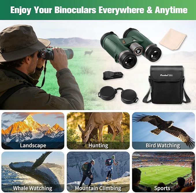 Pankoo 20x56 Binoculars for Adults High Powered - Large View Waterproof Binoculars with Clear Low Light Vision - Compact Binocular Essentials for Hunting Camping Cruise Travel Bird Watching Sports