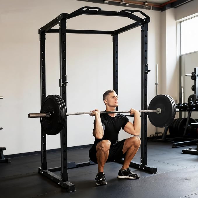 Fitvids Multiple Specifications Power Cage Squat Rack, Includes J-Hooks and Safety Straps, Other Optional Accessories