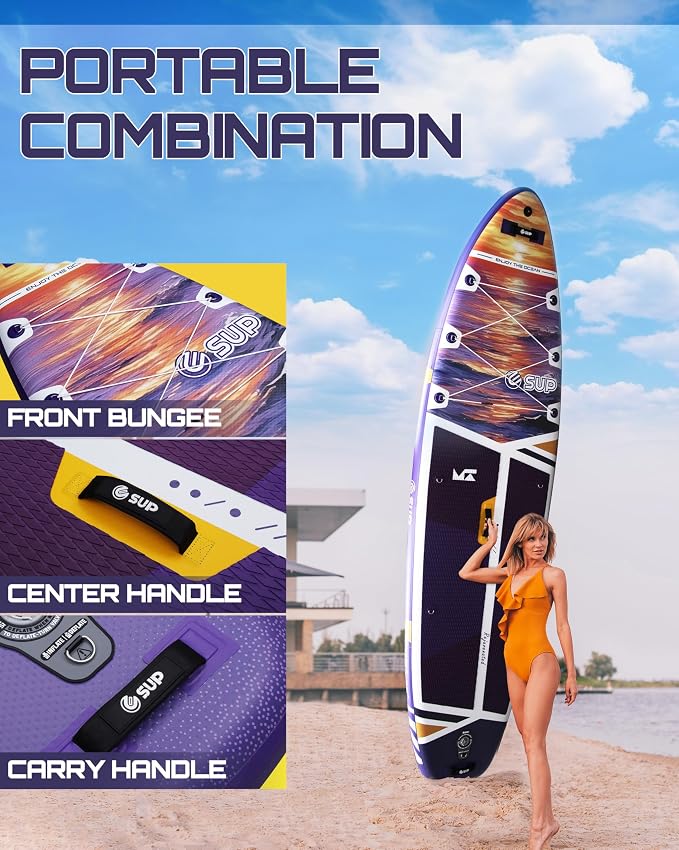ESUP Extra Wide Inflatable Paddle Board 11’6" ×34/35" ,Super Stable Stand Up Paddleboards for 2 Person/Family/Large Size, Inflatable SUP with Paddle, Pump & Shoulder Strap
