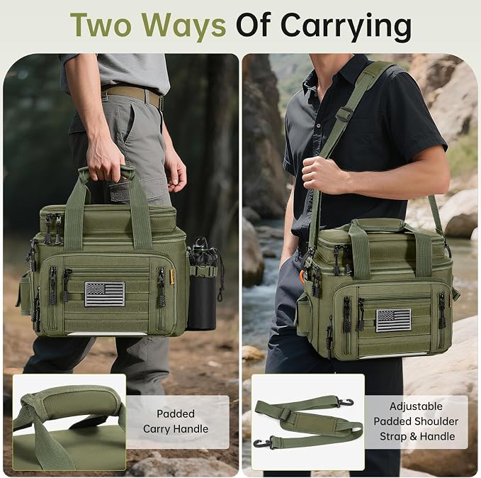 Fishing Tackle Bag - Holds 3400-3600 Size Tackle Boxes -Saltwater & Freshwater Fishing Bags - Padded Shoulder Strap Fishing Bags(Green) (Bag Only)