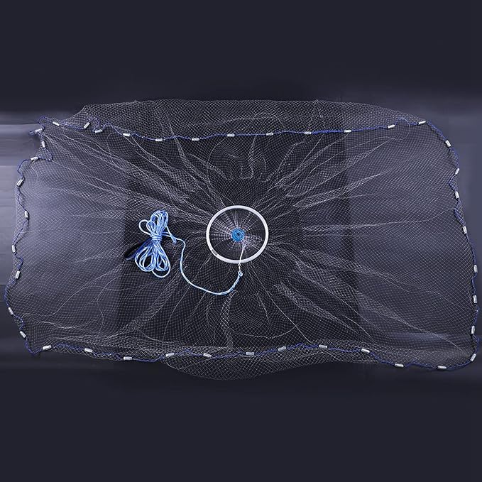 Alvinlite Cast Net for Bait Trap Fish 8ft 10ft 12ft 14ft 16ft Radius Fishing Cast Net Throw Cast Net with Heavy Duty Zinc Sinker for Freshwater and Saltwater