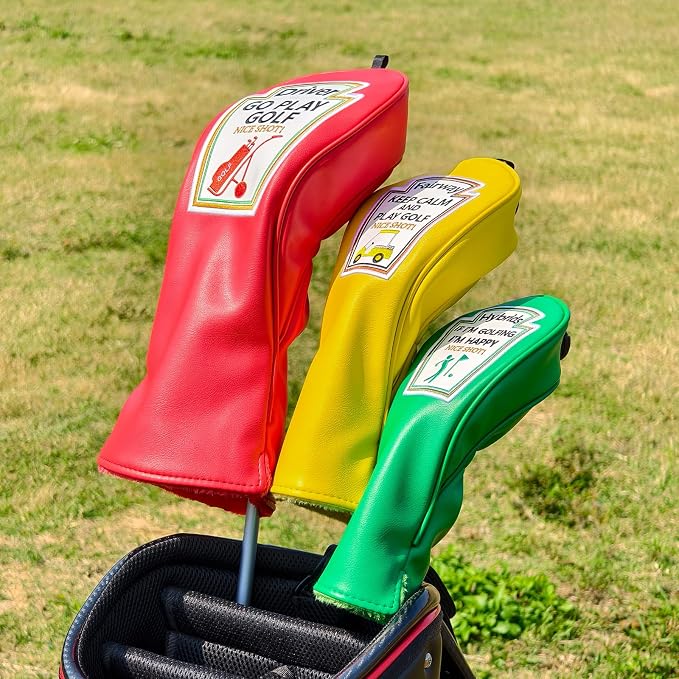 Craftsman Golf Funny Golf Club Head Covers, Driver 3 5 Wood Fairway Hybrid Headcover Set, 3 Pieces Deign Snug Fits
