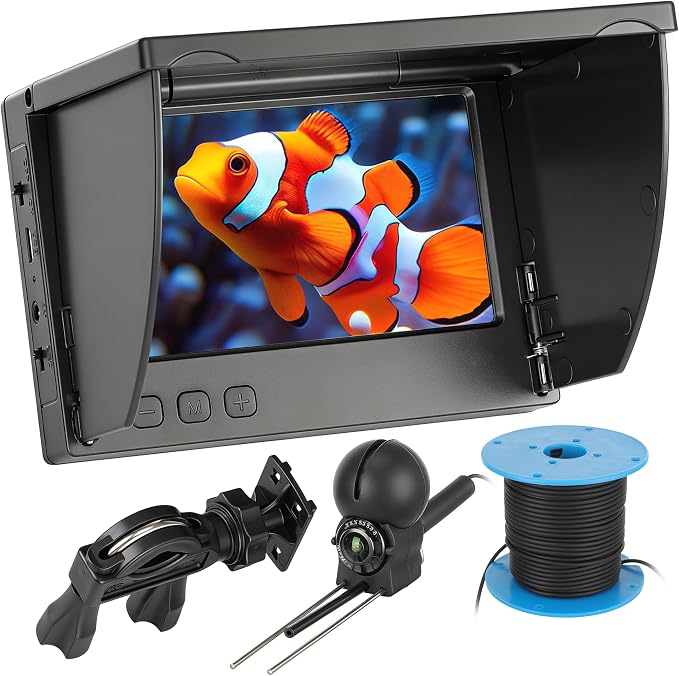 Underwater Fishing Camera 5000mAh/8000mAh Battery,4.3"/5" LCD & IR Night Vision, IP68 Waterproof Portable Fish Camera,98ft Cable for Ice, Lake, Boat & Kayak Fishing