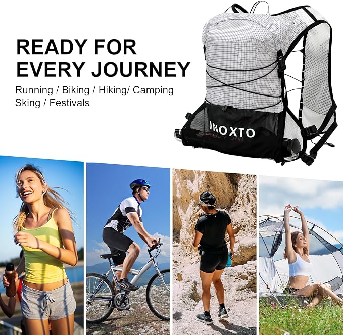 IX INOXTO Running Vest Hydration Backpack, Lightweight Running Backpack Hydration Pack with 1.6L Water Bladder Daypack for Trail Running Hiking Cycling Race Marathon for Women Men