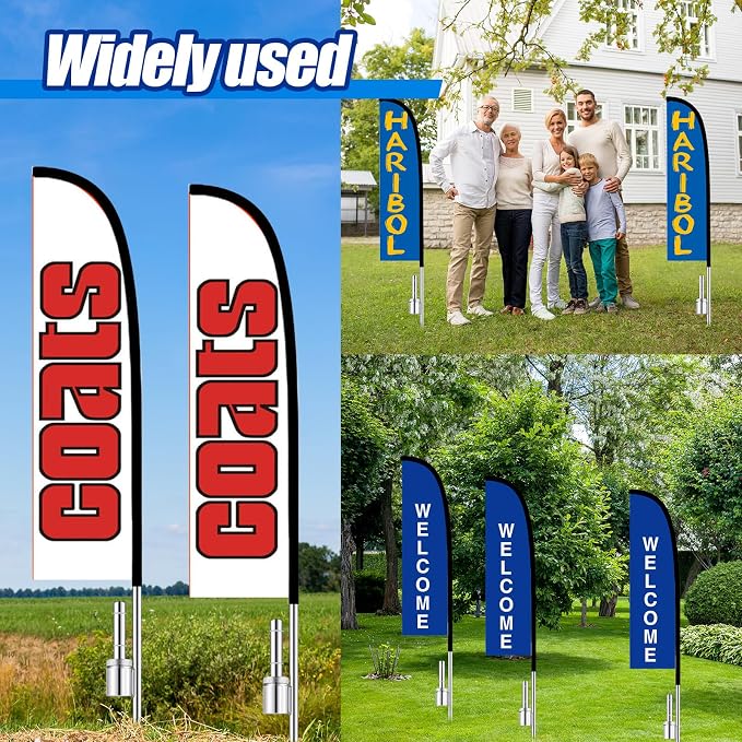 Pelopy 2 Pcs Feather Flag Ground Spike Ground Stake Flag Base Heavy Duty Flags Pole Holder for Outdoor Banner Stakes Fits Poles with 0.65 Inch Inner Diameter, Stake Only (24 Inch)