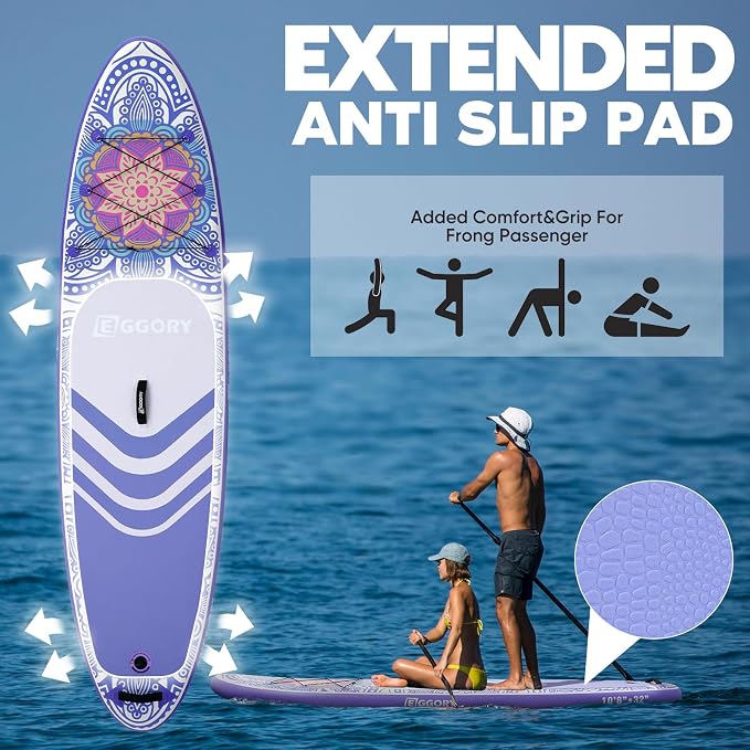 Inflatable Paddle Board,Stand Up Paddle Board Set, Extra Wide SUP Board with Removable Fin, Floating Paddle, Hand Pump, Waterproof Phone Pouch,Traveling Board