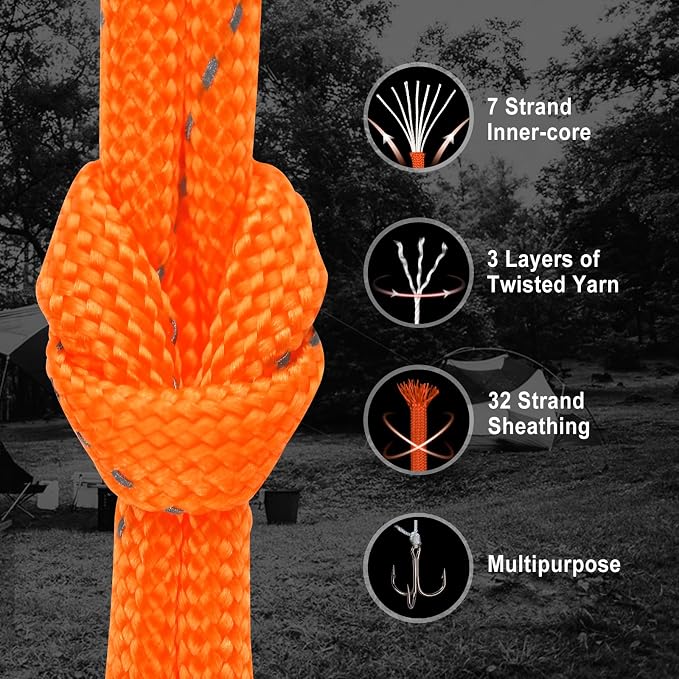 WEREWOLVES 550 Paracord Kits 100ft Each Color - 5 Colors Parachute Cord Combo 7 Strand Type III Parachute Cord 4mm for Crafting, Dog Collar, Survival Bracelets
