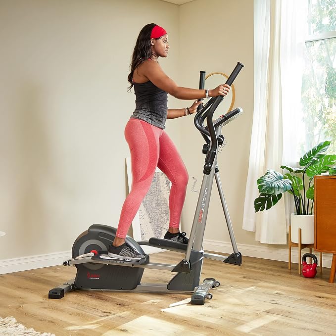 Sunny Health & Fitness Upright Elliptical Machine, Full Body Cardio Exercise Equipment with Adjustable Resistance, Arm and Leg Workout Machine, SunnyFit App via Bluetooth