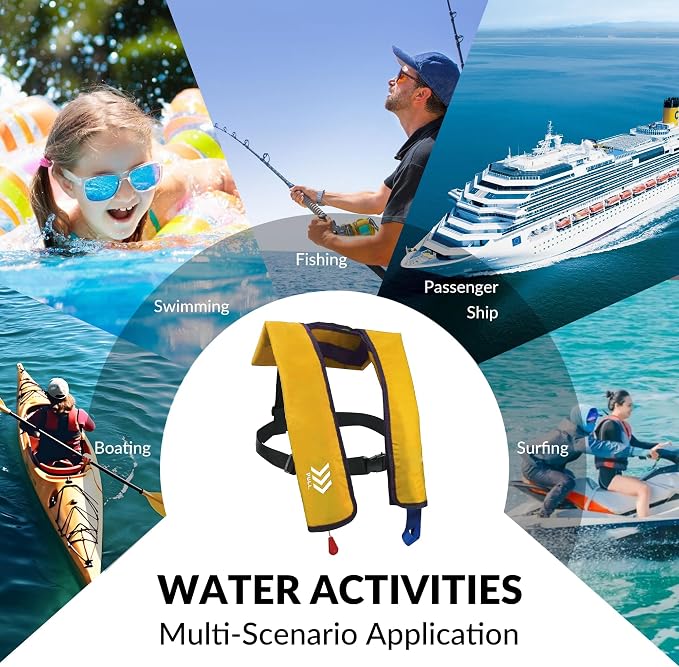 Automatic Inflatable Life Jackets for Adults Life Vests PFD Low Profile Load Capacity Up to 330lbs