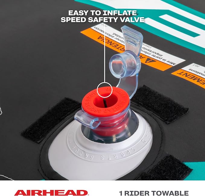 Airhead Slice Towable 2-4 Rider Models, Tube for Boating and Water Sports, Heavy Duty Full Nylon Cover with Zipper, EVA Foam Pads, and Patented Speed Safety Valve for Easy Inflating & Deflating