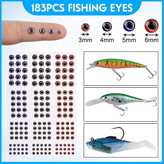 Unpainted Fishing Lures DIY Minnow Kit - 280/363pcs Blank Hard Crankbait Set Pliers Scissors,Treble Hooks,Split Rings,Stickers,3D Eyes for Making Lures DIY Fishing Tackle Kit