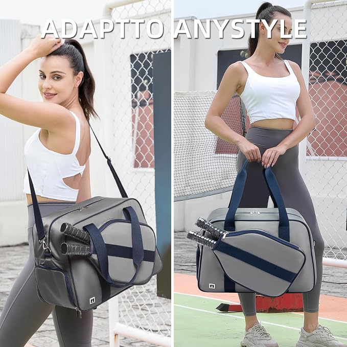 ROYALFAIR Pickleball Tote Bag for Women Men Large Capacity with Paddle Cover Pocket Internal Shoe Pocket and Adjustable Shoulder strap