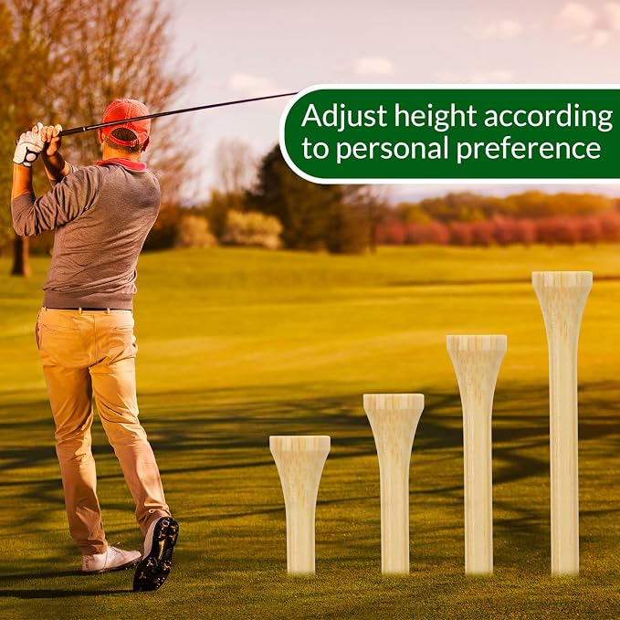 Mudder 2000 Pcs Bamboo Golf Tees Bulk Professional Golf Tees Reduce Friction Side Spin for Club Men Women Kids Accessories