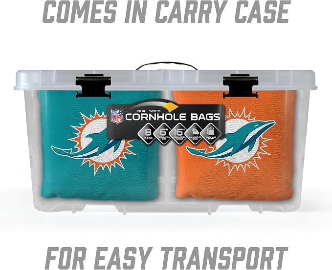 YouTheFan Officially-licensed NFL Set of 8 Cornhole Bags - All Weather Dual Sided Slide & Stop - regulation size