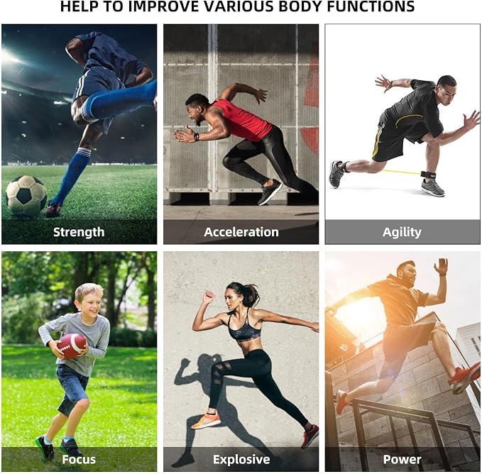 Speed Training Equipment, Resistance Band 80lb Multi-Sport Exercise Set with Handles Help to Improve Focus Explosive Agility Power Suit for Vertical Jumping Baseball Running Football