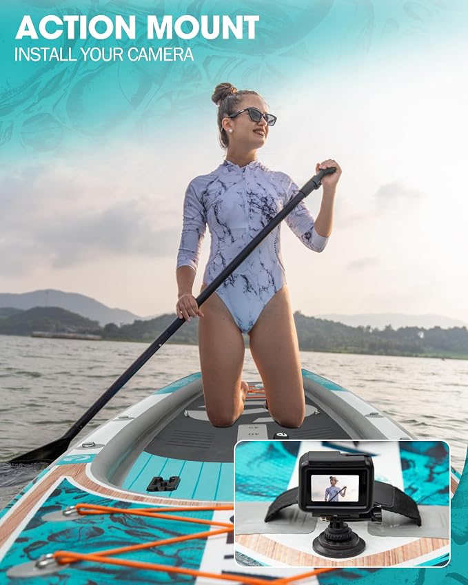 CETANA Extra Wide Inflatable Paddle Board 11'6 x 35" x 6", 450LB High Weight Capacity Wide Stable Stand Up Paddle Board for Beginners, 2–3 Person Large Paddleboard with 3 Fins, Dual Bungee, 15 D Rings