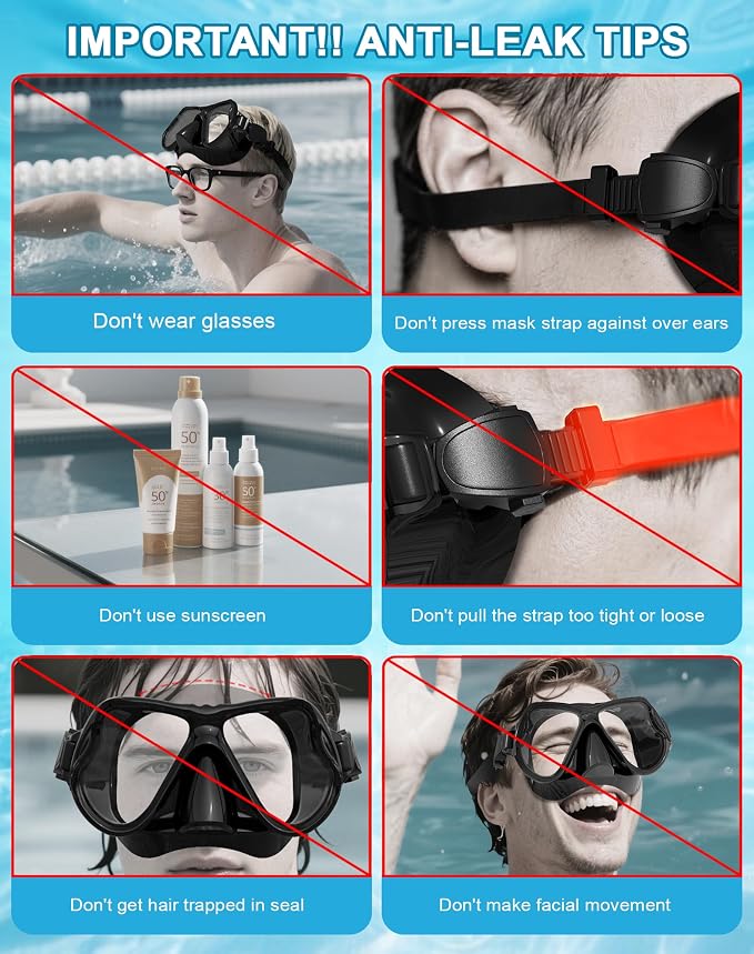 Greatever Dry Snorkel Set,Panoramic Wide View Anti-Fog Scuba Diving Mask,Professional Snorkeling Gear for Adults Kids