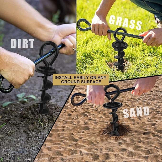 Eurmax USA 2-Pack Heavy Duty Dog Tie Out Stake, No-Tangle In Ground Anchor Runner for Large Dogs up to 210 Lbs - Perfect for Yard, Beach and Camping (Large,Navy Blue)