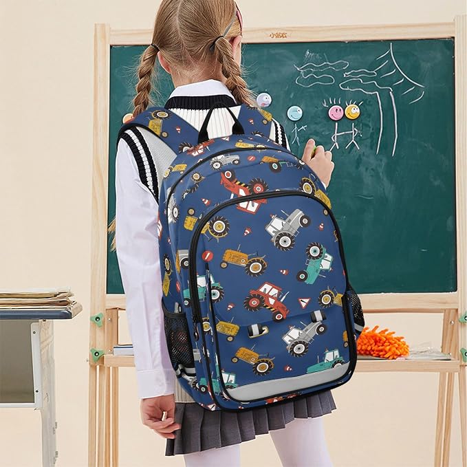 Fisyme Farm Tractors School Backpack Laptop Backpacks Bags Bookbag Travel Casual Computer Notebooks Daypacks