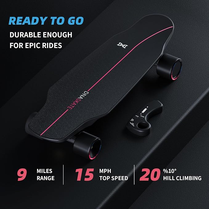 M8 Electric Skateboard with Remote, 15Mph Top Speed,9Miles Range,400 Hub-Motor, Skateboard for Adults &Teens