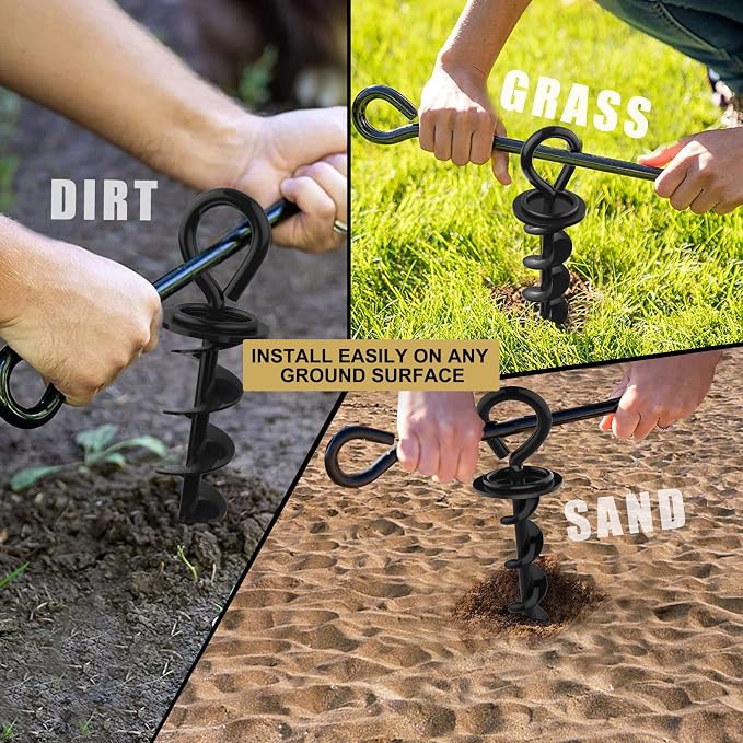 Eurmax USA Heavy Duty Dog Tie Out Stake, No-Tangle In Ground Anchor Runner for Large Dogs up to 210 Lbs - Perfect for Yard, Beach and Camping (Medium,Black)
