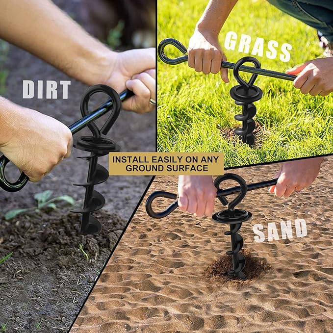 Eurmax USA Heavy Duty Dog Tie Out Stake, No-Tangle In Ground Anchor Runner for Large Dogs up to 210 Lbs - Perfect for Yard, Beach and Camping (Medium,Orange)