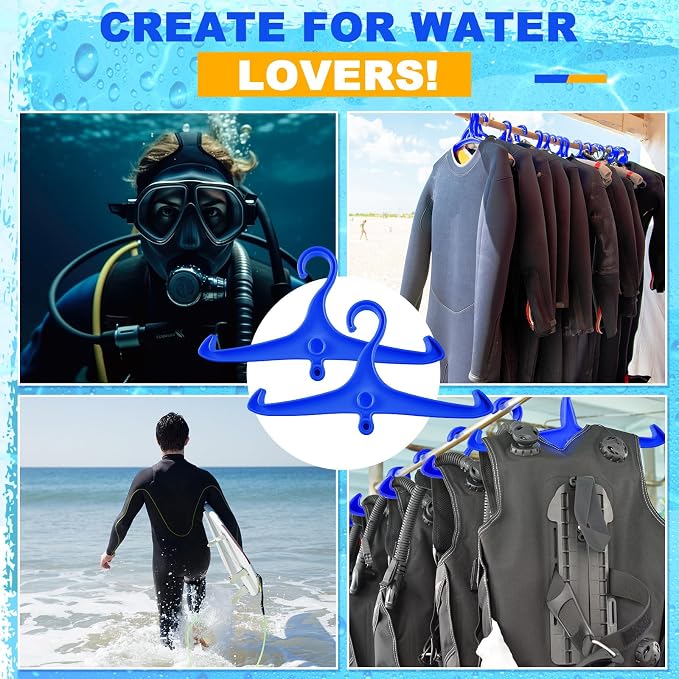 FoldTier Scuba Hanger BC Regulator Scuba Diving Wetsuit Hanger with Din Threads Vest Tactical Gear for Dry Clothes BCD Side Hanging