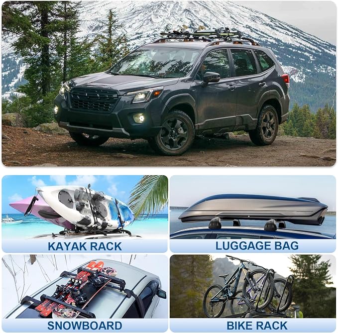 Roof Rack Cross Bars Compatible with Subaru Forester Wilderness 2022-2026, 300LBS Heavy Duty Adjustable Aluminum Cargo Bar for Rooftop Carrier, Cross Bars for Luggage, Kayak, Canoe, Bike, Snowboard