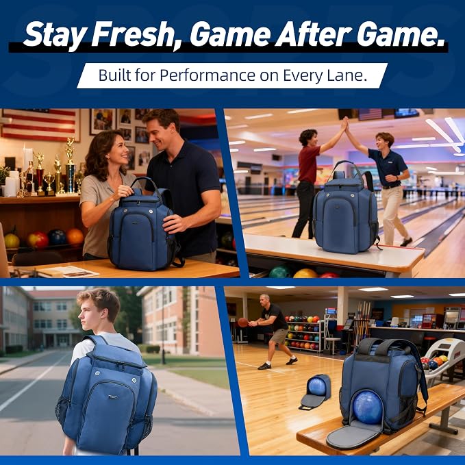 2-Ball Bowling Backpack with Shoe Storage – Heavy Duty Padded Travel Bag