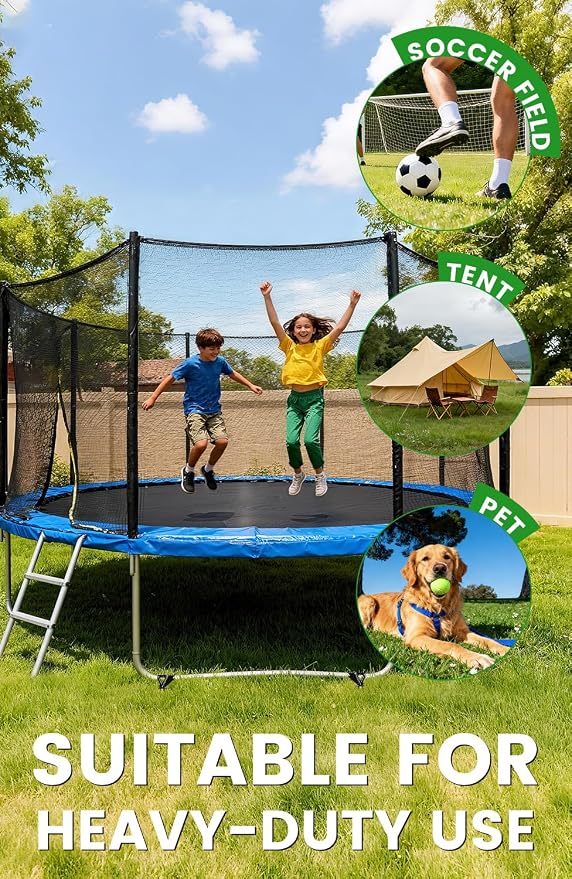 26-Inch Ground Anchors Heavy Duty, Trampoline Stakes Anchors Screw-in for High Wind, Earth Anchor with Strong Straps for Swing Sets, Trampolines, Mobile Home, Sheds, Carports(4x26in)