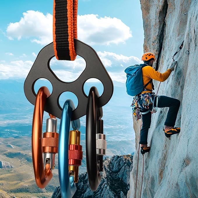 30kN/40kN Rigging Plate, Aluminum Anchor Multiplier Plate, Force Divider Plate Bear, Climbing Descender Connector Gear for Hammock Firefighting Arborist Rock Climbing Rescue Cave Yoga Rappel