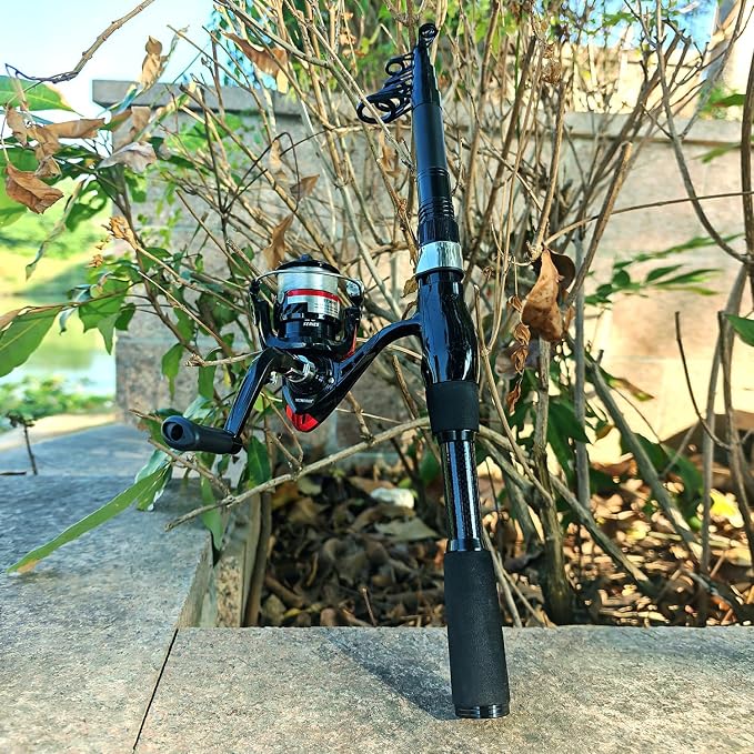Telescopic Fishing Pole Combo, 2PCS 6.89ft Carbon Fiber Fishing Rods Spinning Reels Set,Full Kit with Fishing Pliers Lures and Carrier Bag for Travel Saltwater Freshwater