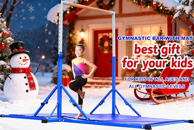 Marfula Gymnastic Bar For Kid and Teenage of 3-25, 5Ft/8 FT Base Length 4Ft Width 5Ft Adjust Height, Gymnastic Kip Bar For Gymnast, Gymnastic Training Equipment For Professional Training Home Club Use